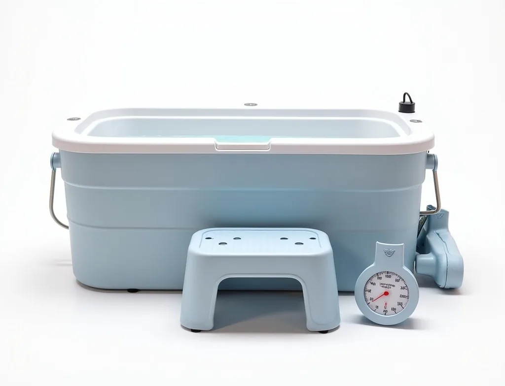 Complete cold plunge recovery set with main insulated tub and accessories